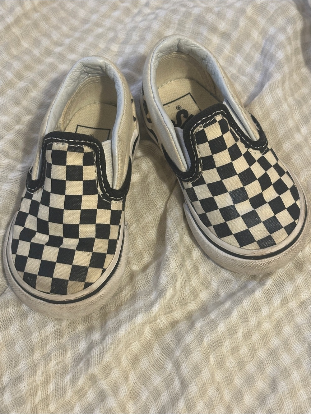 Vans Kids Slip-On Checkerboard Sneakers - Black & White